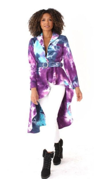 Multi-Color High Low Denim Jacket - coa210002