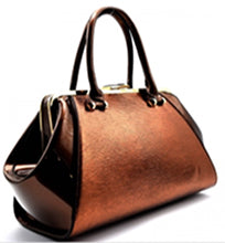 Textured Patent Faux-Leather Frame Handbag - Style #PUR10027