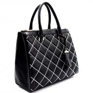 Stitched Quilted Triple Compartment Handbag