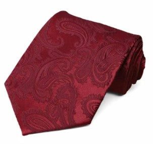 Burgandy Paisley Necktie and Pocket Accent