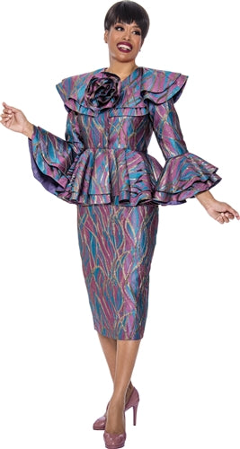 Divine Queen - Metallic Jacquard Skirt Suit - Style #2212