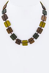 Mix Tone Wooden Plates Necklace - #NEC17-00013