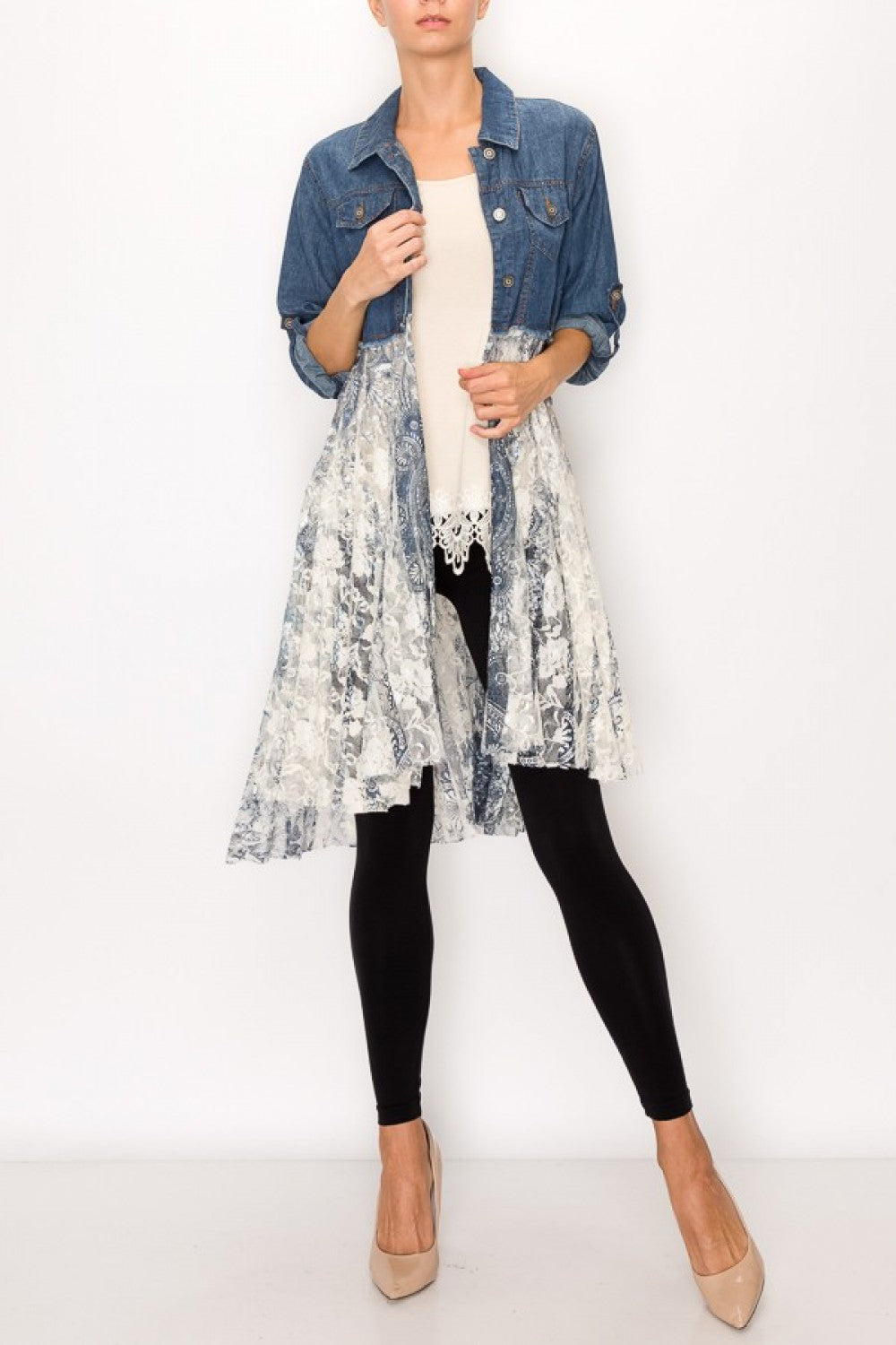 Blue Denim Jacket with Lace - Fall Collection