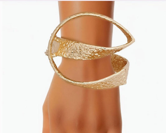 Cuff Artistic Gold Folded Metal Hinge Bracelet