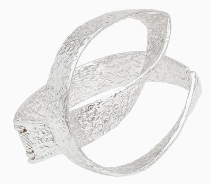 Cuff Artistic Silver Folded Metal Hinge Bracelet