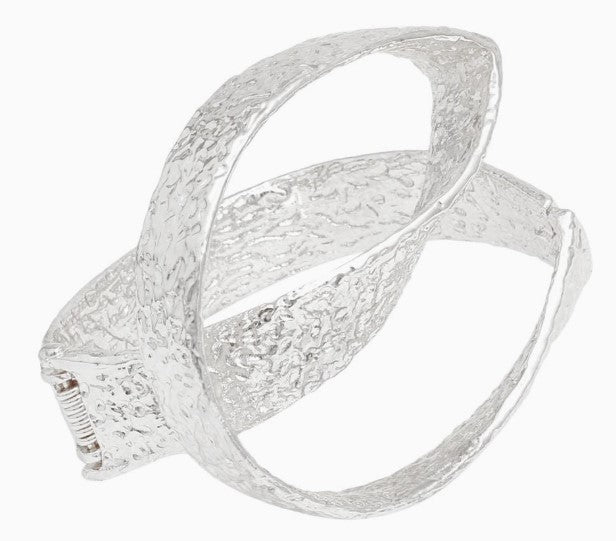 Cuff Artistic Silver Folded Metal Hinge Bracelet