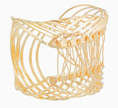 Bracelet Gold Woven Wire Metal Cuff