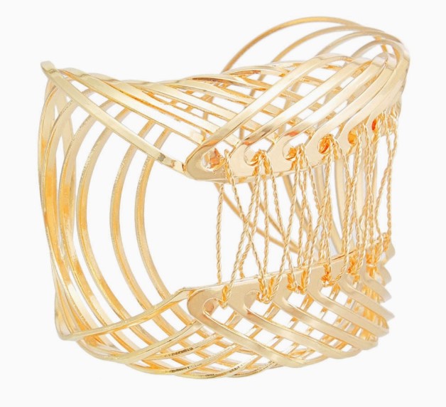 Bracelet Gold Woven Wire Metal Cuff