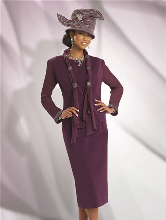 Peach Skin & Georgette Suit w/Rhinestone Trims