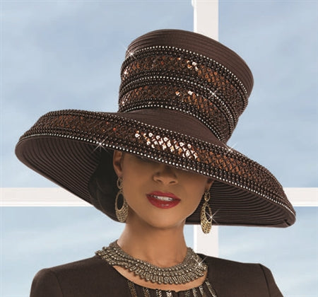 Donna Vinci Brim Hat with Rhinestones