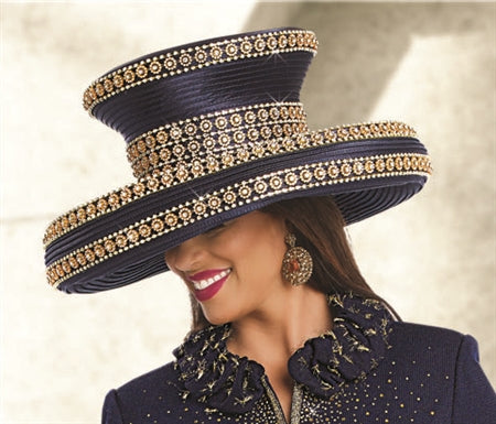 Donna Vinci Big Brim Hat with Rhinestones
