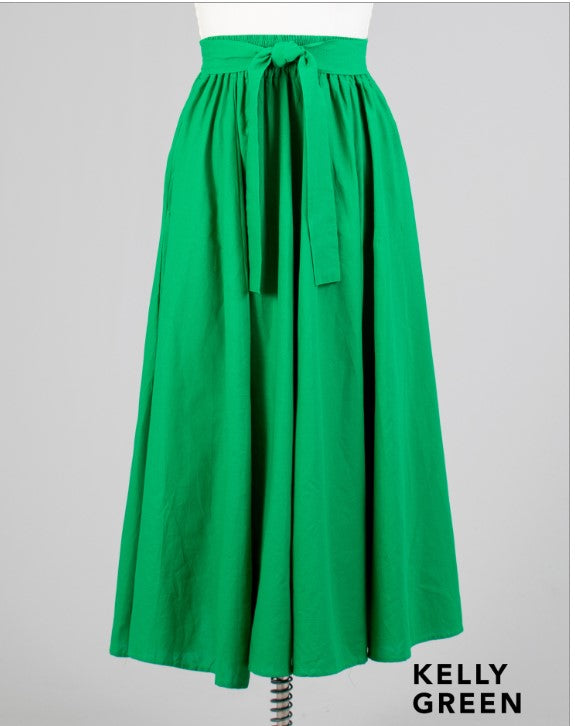 Skirts - Elastic Waist and Flowly Long - Style 7001S