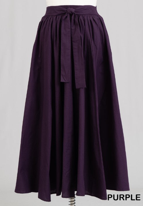 Skirts - Elastic Waist and Flowly Long - Style 7001S