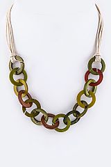 Linked Wooden Hoops Necklace