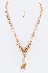 Mix Beads & Crystal Teardrop Necklace Set
