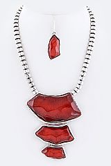 Resin Stones Statement Necklace Set