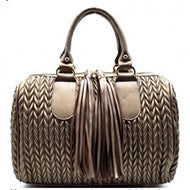 Load image into Gallery viewer, Quality Tassel Accent Quilted Boston Satchel Handbag
