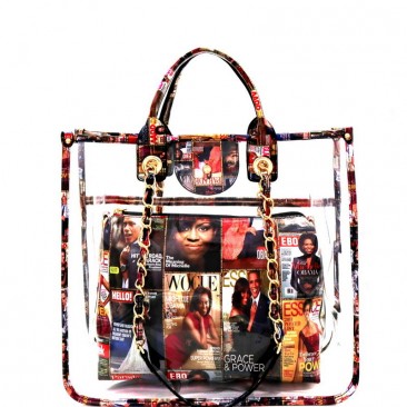Michelle Obama Magazine Transparent Clear Handbag - Sports Event - PUR-pur190010