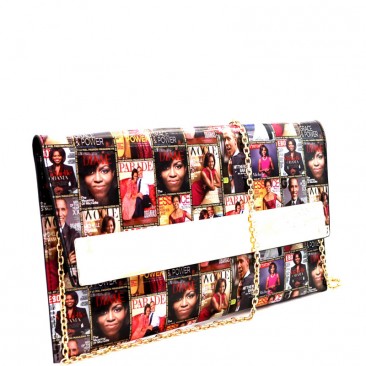 Obama Magazine Print Flap Clutch Shoulder Bag - Handbag