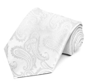 White Paisley Necktie