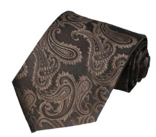 Truffle Brown Paisley Necktie - Extra Long