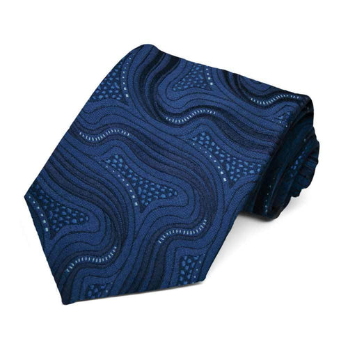 Blue Swirl Necktie and Pocket Accent