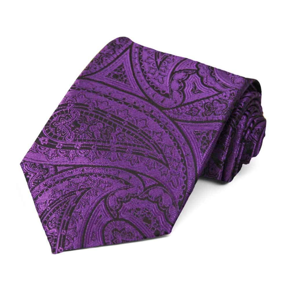 Purple and Black Paisley Necktie