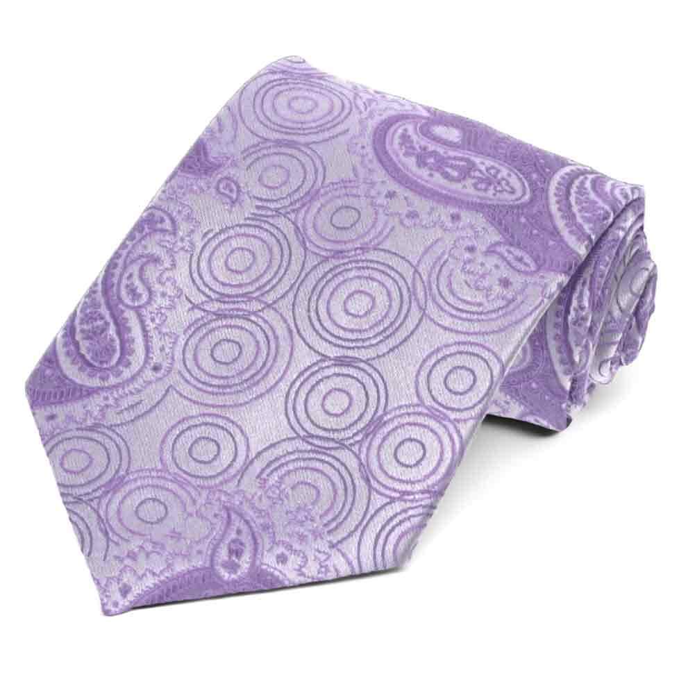 Lavender Paisley Necktie - Extra Long