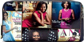OBAMA Magazine Print Dual Zip Around Wallet - WAL200001