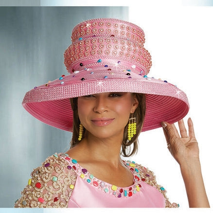 Donna Vinci Wide Brim Rhinestone Hat